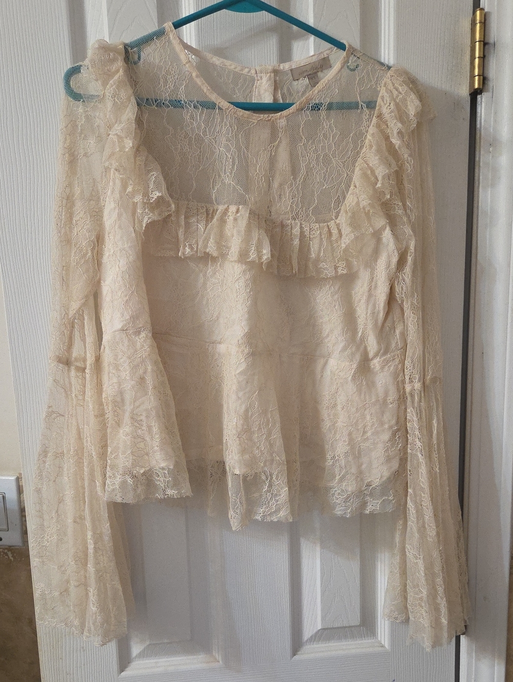 Wonderly Cream Lace Ruffle Blouse